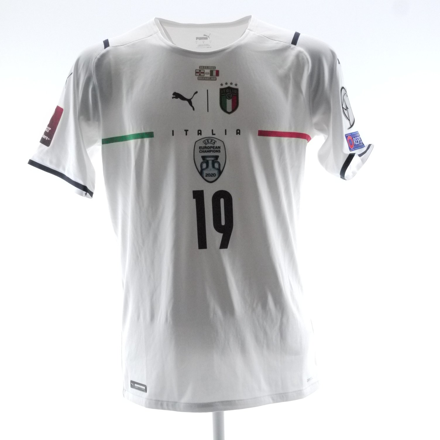 Leonardo Bonucci Italy 20/21 deals Euro Match Slim White Away Soccer Jersey 2020-2021