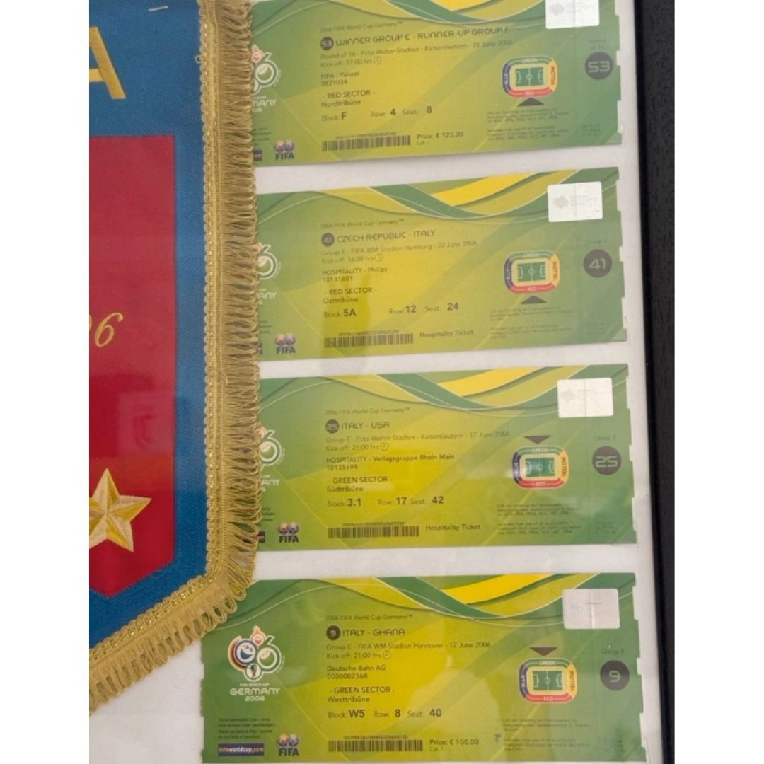 Unused tickets 2006 World Cup Italy matches + Match pennant Italy