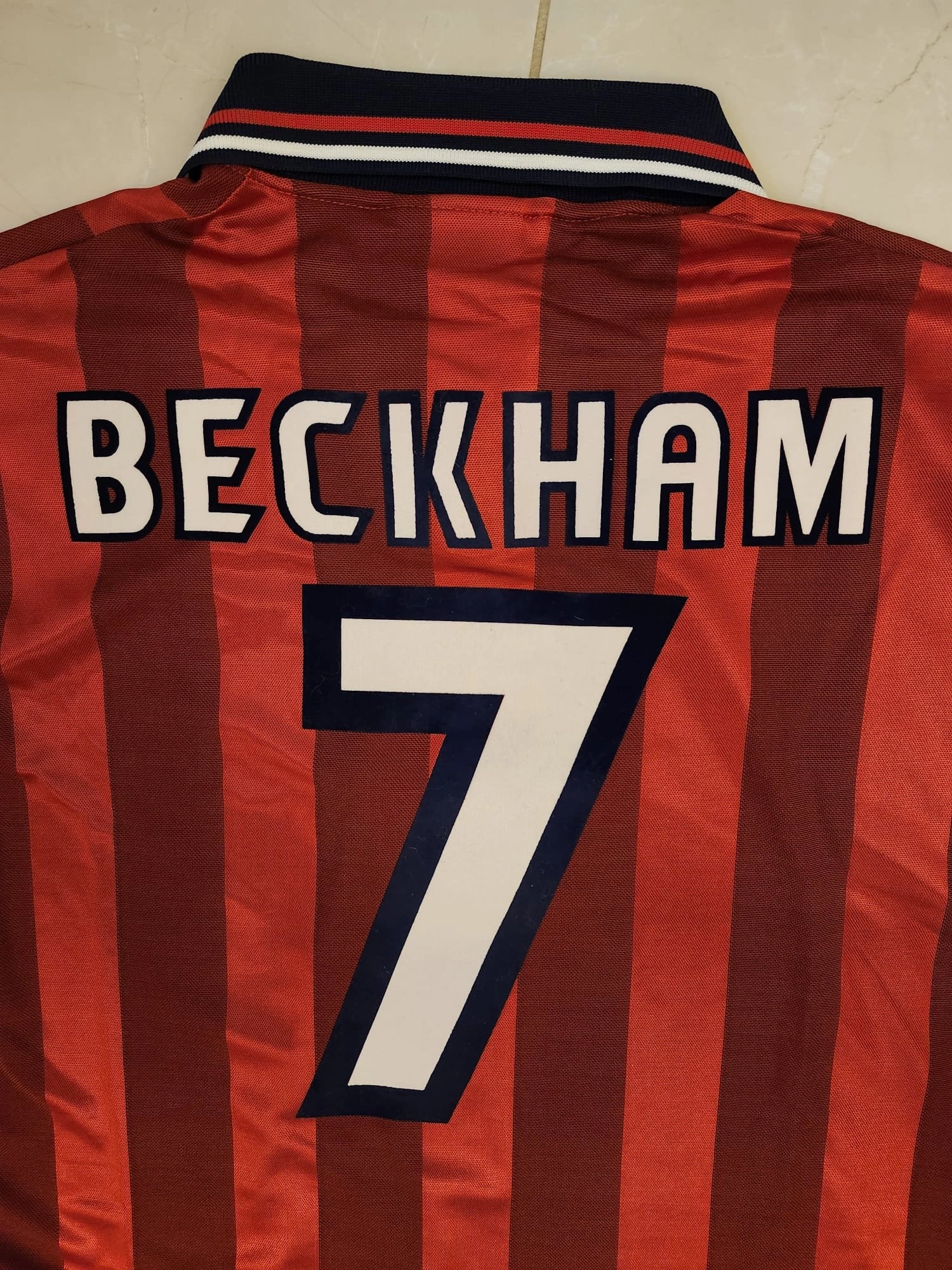 David Beckham England match shirt vs Columbia - World Cup 1998