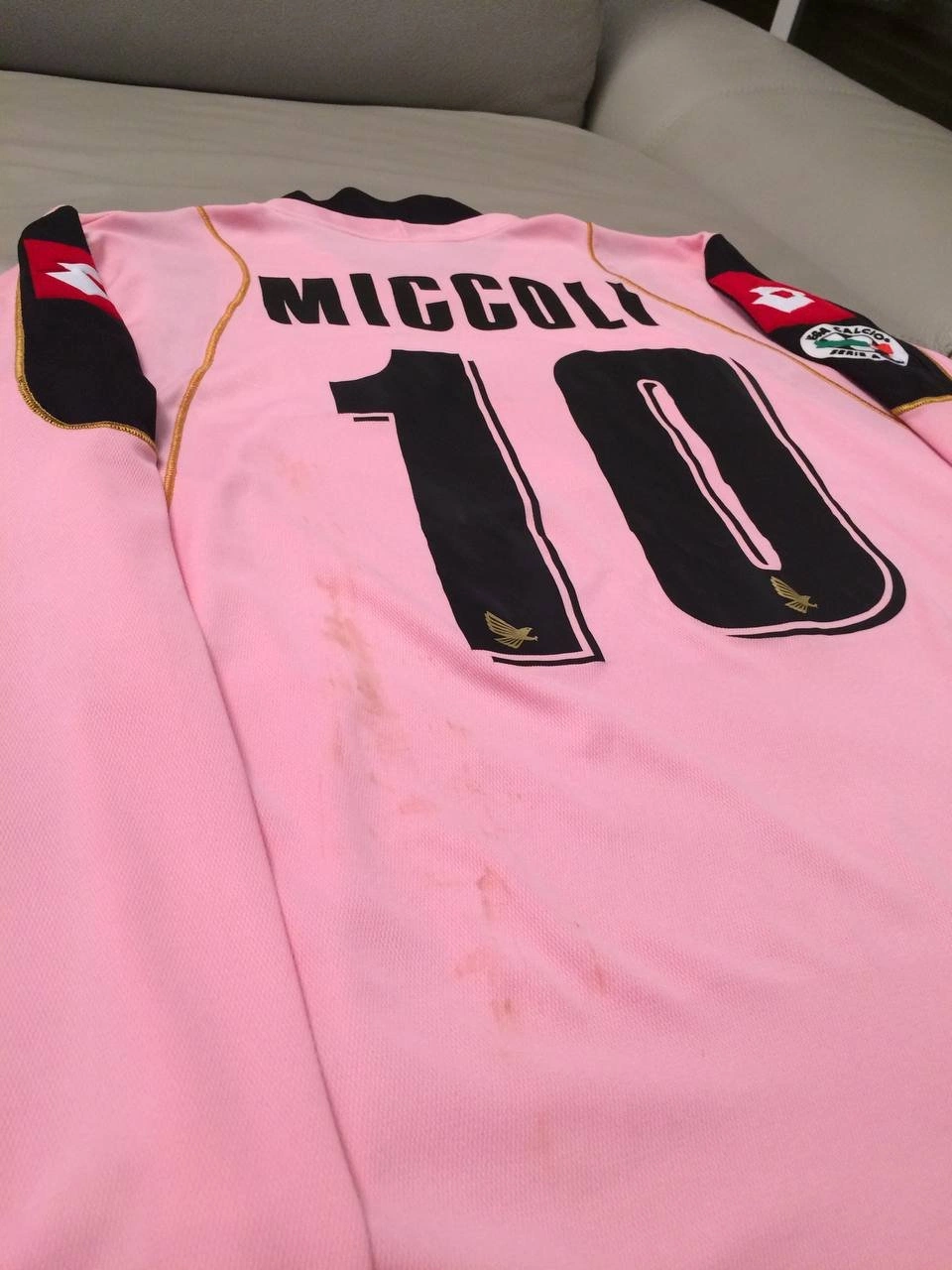 Maillot Palerme Vintage 2009-2010 - Miccoli #10 - Longues Manches Rose - Lotto