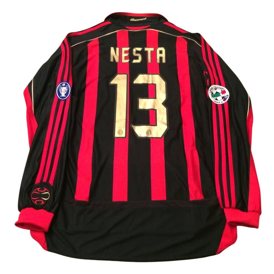90s AC Milan NESTA soccerユニフォームゲームシャツ　S 2005-06 AC Milan Home L/S Shirt Nesta #13 - 7/10 - (XL)